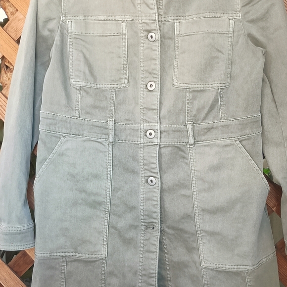 J. Jill Denim Smoky Olive Button Front Short Coat, Extra Small Petite, NWT - Picture 3 of 8